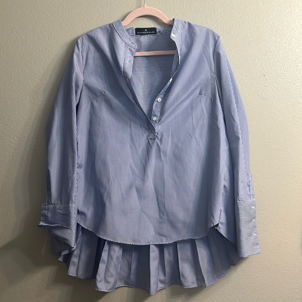 Pomander Place Striped Top with Pleated Back- size S, small